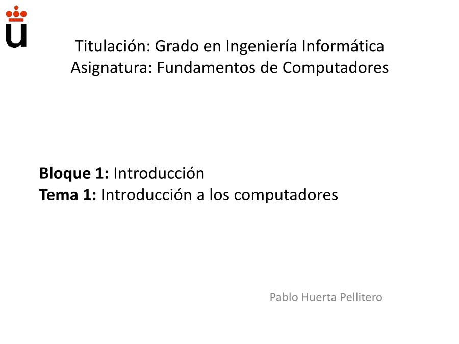 Imágen de pdf Tema 1: Introducción a los computadores